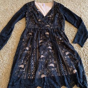 Deep V lace dress
